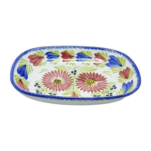 HB HENRIOT QUIMPER HAND PAINTED OVAL DISH FRANCE F.162 MULTICOLOR FLORAL RARE - Picture 3 of 12